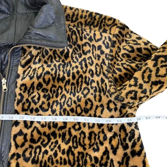 Lillie Rubin L/XL Vtg 90s Reversible Jacket Leather and Faux-fur Animal Print - Picture 12 of 16